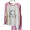 Traje de Pijama de Algodón Color Crema Susu Xixi Mis Smiley para Mujer Otoño e Invierno Pantalones Manga Larga Ropa de Casa Estilo Coreano Estudiante