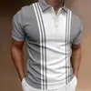 Estação Independente Europeia e Americana Transfronteiriça Nova Camisa Polo Masculina Estampa Digital Casual de Negócios Manga Curta Camisa Polo