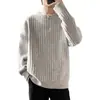 Suéter casual tipo pullover con media cremallera estilo americano para hombre, nueva colección otoño/invierno, corte holgado, color liso simple, suéter de punto de moda