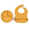 Juego de vajilla de silicona explosiva Plato para la cena para niños Plato separador Babero para bebé Cuchara para alimentos complementarios Juego de suministros para bebés y para madres