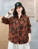 Nueva Colección Primavera/Otoño 2026: Camisa Ligera Estampada con Cuello de Solapa, Camisa Casual Versátil de Corte Amplio para Mujer, Tallas Grandes