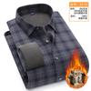 Camisa gruesa de invierno con forro polar cálido de cachemira para hombre, camisa básica de manga larga, a cuadros cepillada, casual de negocios, camisa gruesa