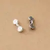 S925 plata pura maciza vintage moneda viga de equilibrio colgante separador cuenta pieza separador irregular pulsera de cuerda trenzada DIY accesorios