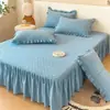 Saia de Cama Acolchoada de Algodão Lavável Peça Única 2024 Nova Saia de Cama Espessa Cobertura de Cama Estilo Saia de Cama Esconder Defeitos Capa Protetora de Colchão