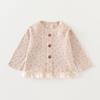 Chaqueta cárdigan para niña 2025 Nuevo atuendo de otoño, Top elegante para niñas, Versión coreana Camiseta de encaje para niños Primavera y Otoño