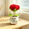 Flores artificiales de ganchillo transfronterizas, plantas en maceta tejidas, decoraciones de flores de hilo hechas a mano, decoración de escritorio, regalos creativos, tarjetas de agradecimiento