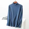 Camisa Base de Lã Dupla Face Outono e Inverno com Bordas Franzidas para Mulheres, Tamanho Grande, Cor Sólida, Versátil, Top Quente, Roupa de Baixo Fashion, Camiseta de Manga Longa