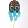 Atrapasueños Famoso Estilo Étnico Pendientes de Plumas para el Cabello Hechos a Mano Red de Sueños Trenzada Pendientes de Plumas Bohemio Orejas de Plumas