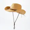 Chapéu de Sol de Aba Larga para Viagem à Praia para Mulheres, Chapéu de Proteção Solar para Férias, Novo Chapéu de Cowboy Ocidental de Praia Verão 2025