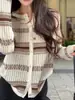 Cárdigan de Punto Jacquard con Cuello Redondo Estilo Coreano para Mujer 2026 Moda Otoño Prenda Exterior Reductora de Edad de un Solo Botón Top Tendencia A14537