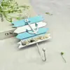 Conjunto de Ganchos Pequenos Quadrados Estilo Mediterrâneo Quatro Ganchos para Casaco Cor Azul Claro Gancho para Chaves