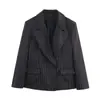 Za Comércio Exterior Atacado Transfronteiriço Estilo Europeu e Americano Roupas Femininas Outono Novo Moda Casual Blazer Listrado de Ombro Largo
