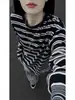 Camiseta Masculina Listrada Manga Longa Estilo Retrô Americano Solta Versátil Gola Redonda Camada Base Outono Malandro Estilo Cool High Street Top