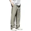 Pantalones Casuales Rectos de Seda de Hielo de Estilo Nuevo de Verano 2026 para Hombre, Simples y Versátiles, Corte Holgado, Talla Grande, Pantalones Deportivos Finos de Pierna Ancha