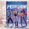 Cortina de Ducha con Patrón de Collage Estilo Tech de Grupo Femenino Exclusivo Transfronterizo Huntrx, Tela para Baño, Sin Taladro con 12 Ganchos