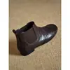 Botas Chelsea Planas com Bico Redondo Estilo Britânico Esculpido Femininas 2026 Novo Estilo Moda Tornozelo Botas Curtas Macias