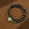 Pulsera de Doble Círculo de Madera de Águila y Madera Preciosa con Jade Azul, Joyería Vintage para Mujer, Al por Mayor