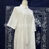 Vestido blanco con mangas de siete puntos, estilo étnico, con temperamento retro literario, venta al por mayor de fábrica, teñido anudado, venta al por mayor