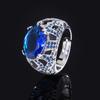 Huayoumei Anillo de Zircón Azul Tanzanita Retro Europeo y Americano Micro-Incrustado con Diamantes y Anillos de Piedras Preciosas de Colores para Mujeres Anillos de Zircón Azul Real