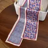 Lenço Pequeno Novo Estilo, Lenço de Seda Estampado Estreito e Longo, Lenço Decorativo Color-Blocking Geométrico, Fita de Canto Reto, Laço de Cabelo, Lenço