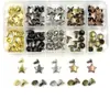 90 conjuntos de artigos de couro para unhas de dupla face para achatar rebite decorativo de estrela de metal de cinco pontas de face única prego de chapéu diy
