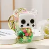 Garrafa de areia movediça de celebridade da internet criativa com contas coloridas em um pingente de garrafa de óleo acrílico chaveiro pingente bolsa pequenos acessórios atacado