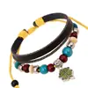 Yiwu venta al por mayor de joyería pequeña Pulsera de cuero con cuentas de trébol Joyería popular japonesa y coreana Pulsera nueva más vendida