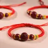 Pulsera Roja de Cuerda de Cinabrio Natural para Niños, Pulsera de Bebé del Año de Nacimiento, Amuleto Seguro de Transferencia, Pulsera de Cinabrio para Bebé
