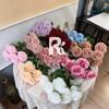 Flor de simulación 9 cabezas rosa grande feliz boda flor para llevar decoración arreglo floral sala de bodas comercio exterior lasaña rosa flor falsa