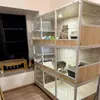 Gaiola para Gatos Gaiola de Criação Três Andares Pet Shop Gaiola para Gatos de Madeira Maciça Espaço Livre Casa Interior Armário para Gatos de Dois Andares Gatil
