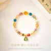 Azúcar Medio Vidrio Dorado Hilo de Mano Dorado Corazón de Azúcar Amarillo Ágata Riqueza Pulsera de Hilo Gris Fragante Porcelana Dopamina Pulsera de Temperamento Joyería Duobao