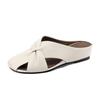 Versión de Cuero Suave ~ Pantuflas tipo Mula Casuales para Usar en Verano al Aire Libre, Sandalias con Corte en la Puntera, Pantuflas Cómodas con Punta Redonda y Tacón de Cuña para Mujer