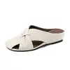 Versión de Cuero Suave~ Sandalias Mula Casuales de Verano para Exteriores Sandalias Cerradas con Diseño Hueco Sandalias Cómodas de Punta Redonda con Tacón de Cuña para Mujer