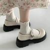 Sapatos Mocassins Franceses de Bico Redondo com Salto Grosso e Solado Grosso para Mulheres Nova Coleção Primavera 2026 Sapatos Retro Lolita Mary Jane para Mulheres