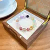 Pulsera de Cristal Natural con Cuentas Multi-Tesoro para Niñas, Pulsera de Cubo de Azúcar Peonía de Lujo Ligero a la Moda, Venta al por Mayor Dropshipping