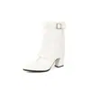 Botas Novas Estilo Europeu e Americano Outono/Inverno 2026, Botas de Cano Curto com Salto Grosso Estilo Francês Tamanho Grande, Tamanhos 40-50, Botas de Cano Curto Bico Fino Tamanho Grande