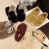 Zapatos Mary Jane estilo Birkenstock 100% algodón, calzado de exterior para mujer, nueva colección otoño/invierno, forro polar para abrigar, zapatos de algodón para mujer, zapatos sin cordones