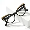 Gafas Planas Antiluz Azul Estilo Ojo de Gato para Mujer, Estilo Europeo y Americano Montura Grande Personalidad Ins Gafas Mariposa, Modernos Marcos de Gafas con Bloqueo de Color