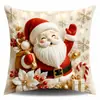 Conjunto de fronhas de Natal com quatro designs: boneco de neve, rena, Papai Noel e árvore com estampas em relevo para decoração de casa nas festas