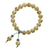 Pulsera de Cuentas para Rezar de Boj Tallado Flor de Loto, Diseño Simple, Joyería Tallada Hecha a Mano