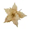 Arranjo de Flores de Natal Simulado 35cm Flor com Pó Dourado Flor Artificial para Árvore de Natal DIY Decoração de Caixa de Presente