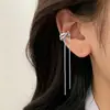 Clip de oreja con borla de cadena de hueso de serpiente sin perforación, de alta gama, moderno, genial, comercio exterior transfronterizo, clip de hueso de oreja de cuentas redondas de doble capa, hace que la cara se vea más delgada