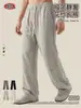 BE Roupa Masculina 2026 Outono/Inverno Luxo Discreto Estilo Old Money Mesclado em Forma de Arco Desgastado Solto Reto Casual Pesado Calças Masculinas