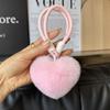 Lindo Llavero Colgante Pequeño Corazón de Durazno de Piel de Conejo Rex Real de Alta Gama Bola de Felpa Corazón Mochila Bolso Colgante Regalo
