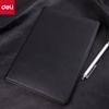 Deli Libreta de Cuero para Negocios 80 Páginas Superficie Dura PU Cuaderno Minutas de Reunión Negro Multiespecificación