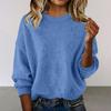 Amazon 2026 Otoño e Invierno Transfronterizo Europeo y Americano Nuevo Suéter de Punto para Mujer Color Sólido Manga Larga Cuello Redondo Jersey Holgado