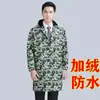 Avental Impermeável e à Prova de Óleo Espesso com Forro de Lã, Roupa de Trabalho para Homens e Mulheres com Capuz para Uso Externo no Inverno, Estilo de Comprimento Médio