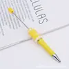 Caneta DIY com Flores e Pérolas Bordadas, Caneta Fofa Educacional Processada à Mão, Caneta Esferográfica Giratória Usável com Contas, Pronta para Venda