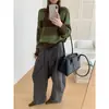 Camisa Base Rayada Bloque de Color Estilo Perezoso de Gama Alta para Mujer, Nuevo Suéter de Punto Holgado de Cuello Redondo para Primavera y Otoño para Mujer