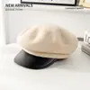 Moda Otoño e Invierno Nuevo Boina Octagonal de Lana Versátil de Moda Gorra Cálida Sombrero de Artista Británico Retro